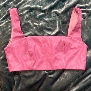 Pink edikted leather crop top